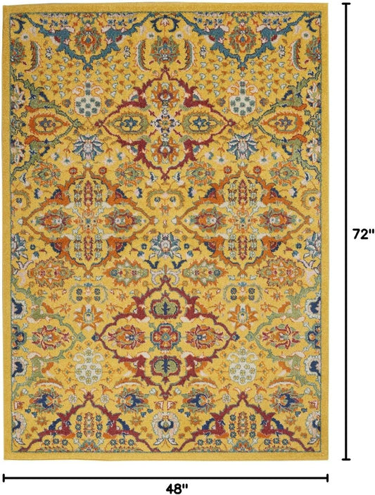Allur Yellow Multicolor 4' x 6' Area Rug - Easy Clean, Non Shedding, Bed Room, Living Room, Dining Room, Kitchen (4' x 6')