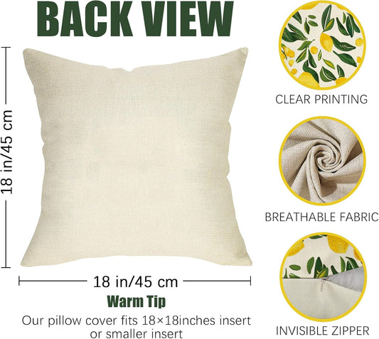 Lemon Throw Pillow Cover 18x18 Inch Summer Decorative Pillow Case, Yellow