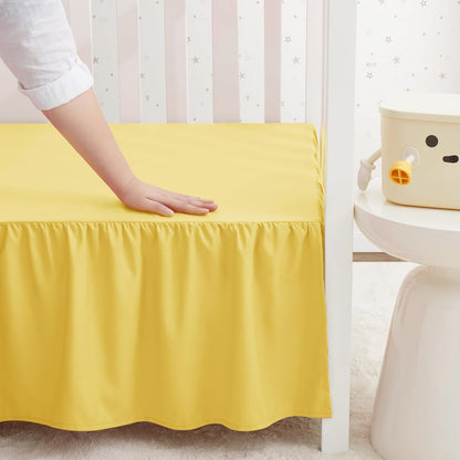 Yellow Crib Skirt Dust Ruffle, Microfiber Crib Bed Skirt