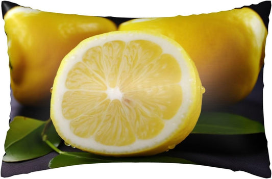 Yellow Lemon Satin Pillowcase for Hair and Skin, Similar to Silk Pillow Cases Queen Size 20 x 30 Inches, Smooth Cooling Pillow Covers Soft Breathable Pillowcases with Zipper