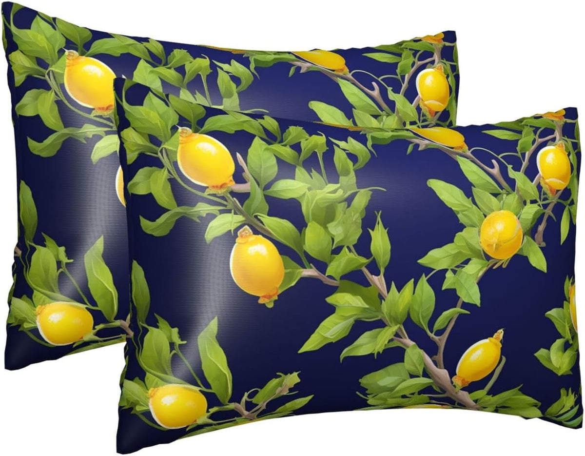 Lemon Tree Satin Pillowcase with Zipper for Hair & Skin,Cooling Silk Pillow Cases, Soft Breathable Smooth Silk Pillow Covers for Sleeping,Gifts for Women Men 20"x30"